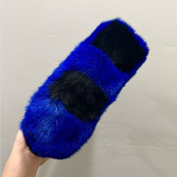 Striped Colorblock Handmade Real Mink Fur Mini Tote, Top Handle Bag, Crossbody - Picture 16 of 16